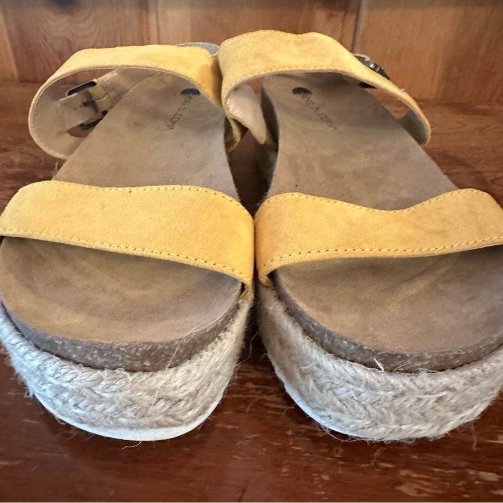 Big Buddha Jute Platform Sandals Mustard Yellow Size 8 Summer - Picture 4 of 7
